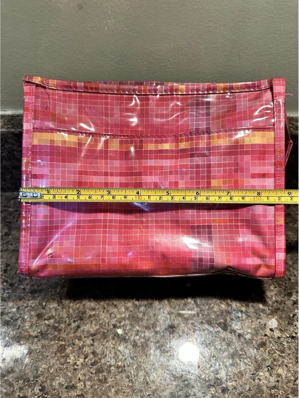 Clinique Makeup Cosmetic Bag Case Purse Pink Plaid Travel Home